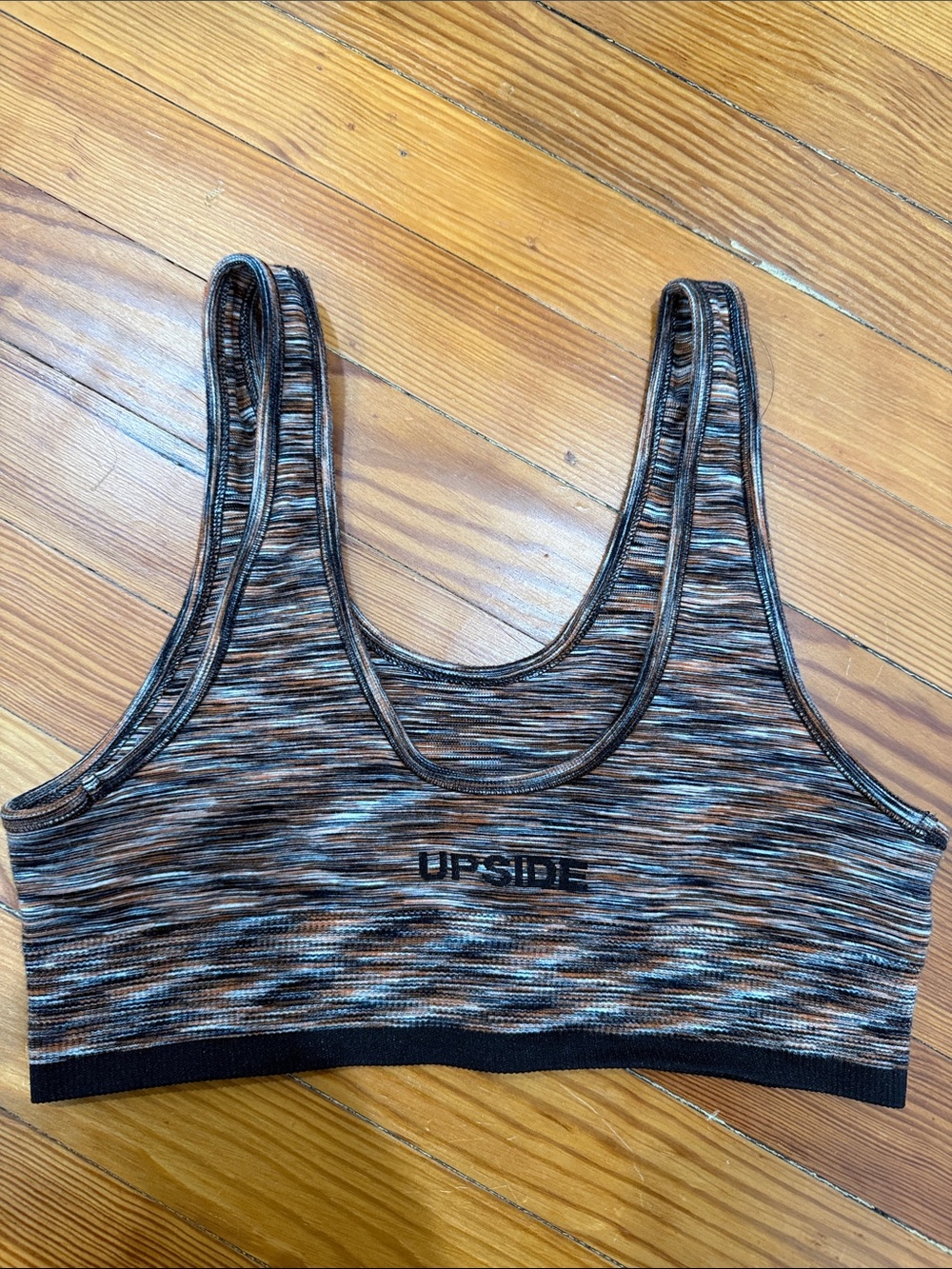 The Upside Brown and Black Space-Dye Scoop Sports Bra